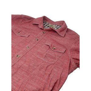 Woolrich Cotton Button Up Shirt‎ Short Sleeve Red Pockets Size Medium Men's